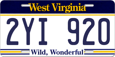WV license plate 2YI920
