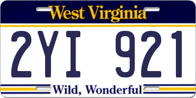 WV license plate 2YI921
