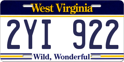 WV license plate 2YI922