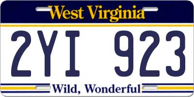 WV license plate 2YI923