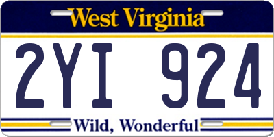 WV license plate 2YI924
