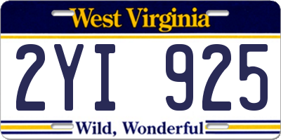 WV license plate 2YI925