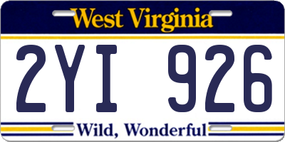 WV license plate 2YI926
