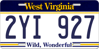WV license plate 2YI927