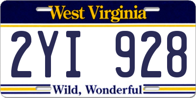 WV license plate 2YI928