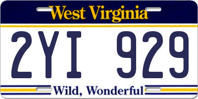 WV license plate 2YI929