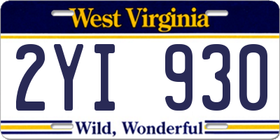 WV license plate 2YI930
