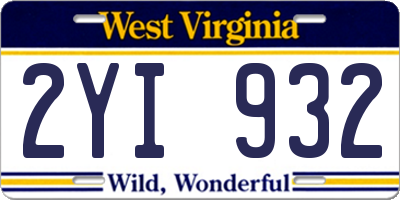 WV license plate 2YI932