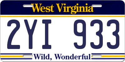 WV license plate 2YI933
