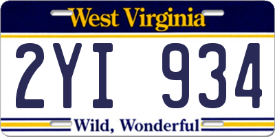 WV license plate 2YI934