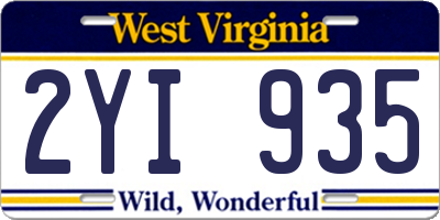 WV license plate 2YI935