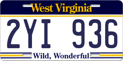 WV license plate 2YI936