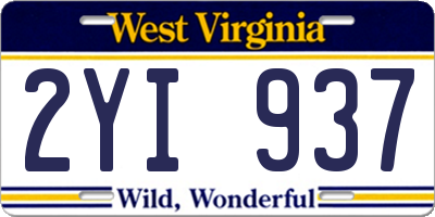 WV license plate 2YI937