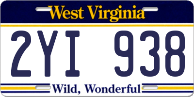 WV license plate 2YI938