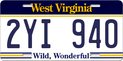 WV license plate 2YI940