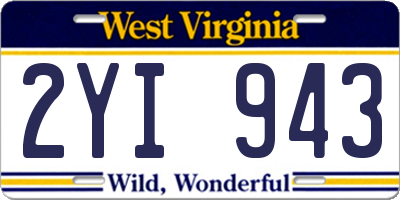 WV license plate 2YI943