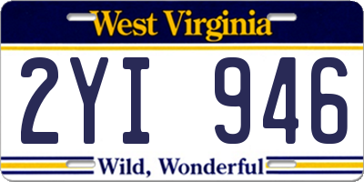 WV license plate 2YI946