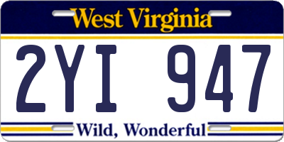 WV license plate 2YI947