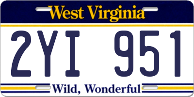 WV license plate 2YI951