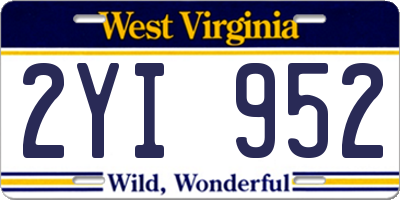 WV license plate 2YI952