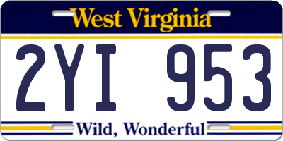 WV license plate 2YI953