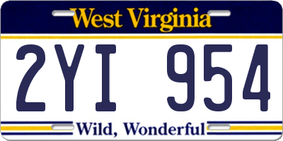 WV license plate 2YI954