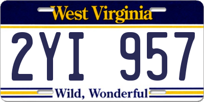 WV license plate 2YI957