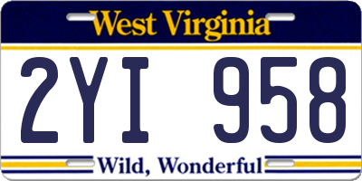WV license plate 2YI958