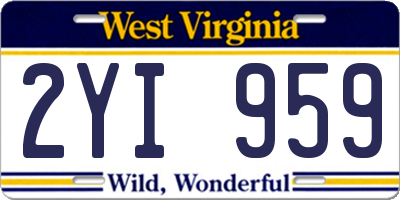 WV license plate 2YI959