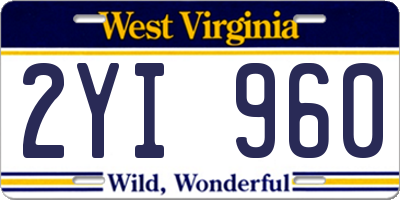 WV license plate 2YI960