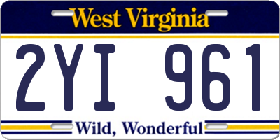 WV license plate 2YI961