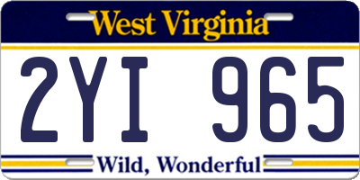 WV license plate 2YI965