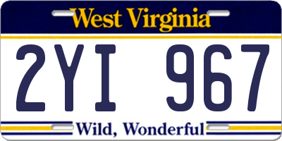 WV license plate 2YI967