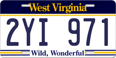 WV license plate 2YI971