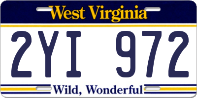 WV license plate 2YI972