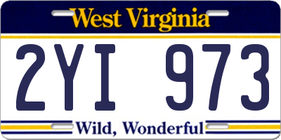 WV license plate 2YI973