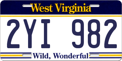 WV license plate 2YI982