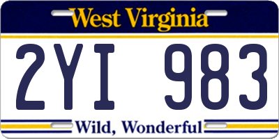 WV license plate 2YI983