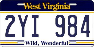 WV license plate 2YI984
