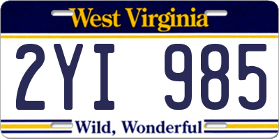 WV license plate 2YI985