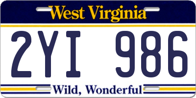 WV license plate 2YI986