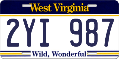 WV license plate 2YI987