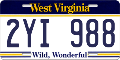 WV license plate 2YI988