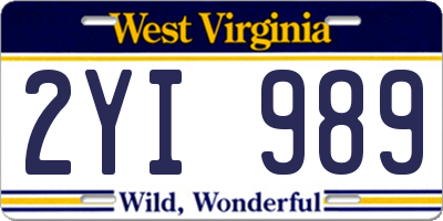 WV license plate 2YI989