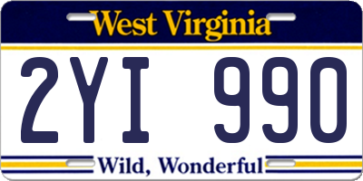 WV license plate 2YI990