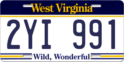 WV license plate 2YI991