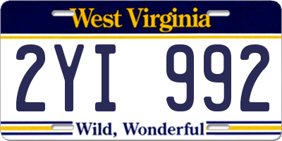 WV license plate 2YI992