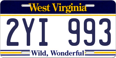 WV license plate 2YI993