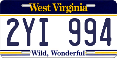 WV license plate 2YI994