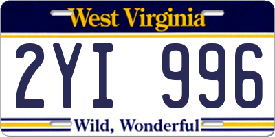 WV license plate 2YI996